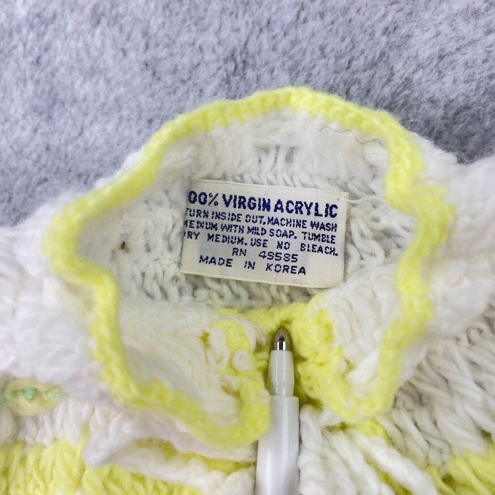 Vintage Handmade Yellow White Knit Baby Set Outfit Dress  Booties Bonnet Doll - Picture 14 of 14